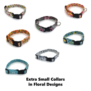 Halzband Extra Small Dog Collars with Floral Design Themes