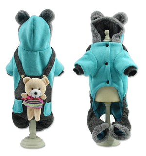 Dog Outfit with Blue Winter Bear Theme