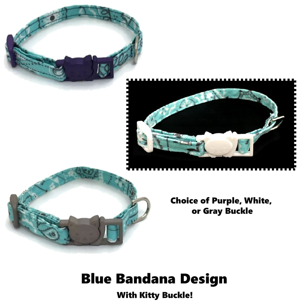 Blue Bandana Cat Collar