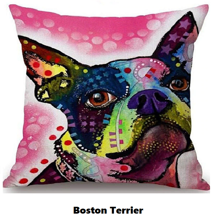 Pillow Cover with Boston Terrier Theme