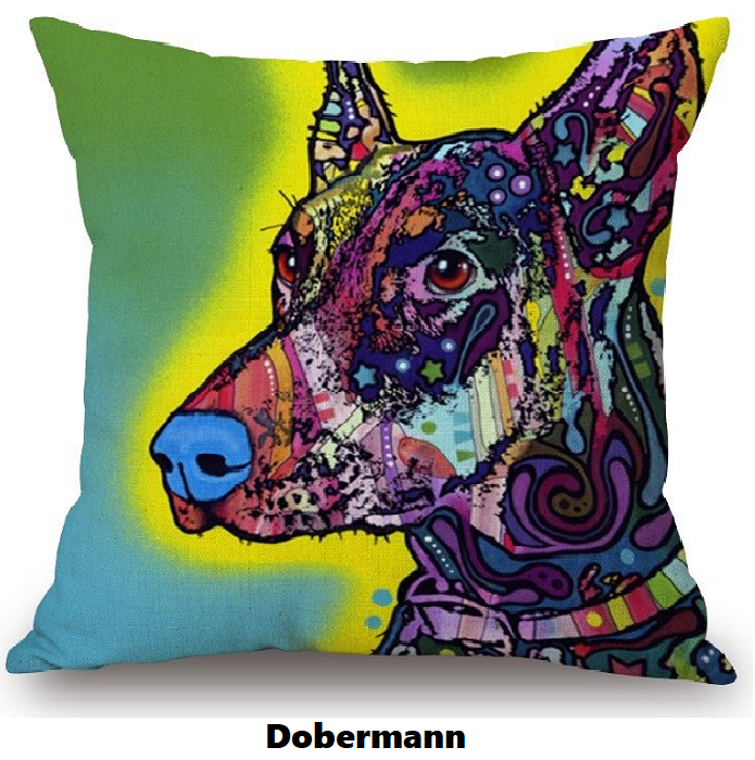 Pillow Cover with Dobermann Theme
