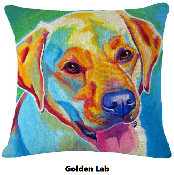 Pillow Cover with Golden Lab Theme