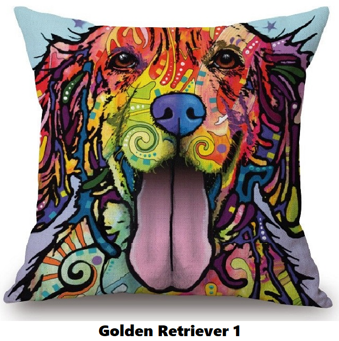 Pillow Cover with Golden Retriever Theme
