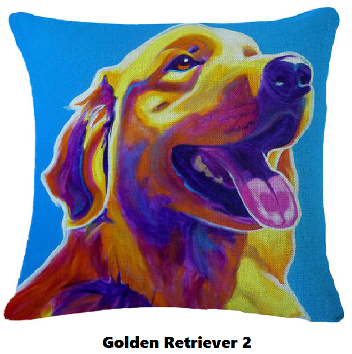 Pillow Cover with Golden Retriever Theme