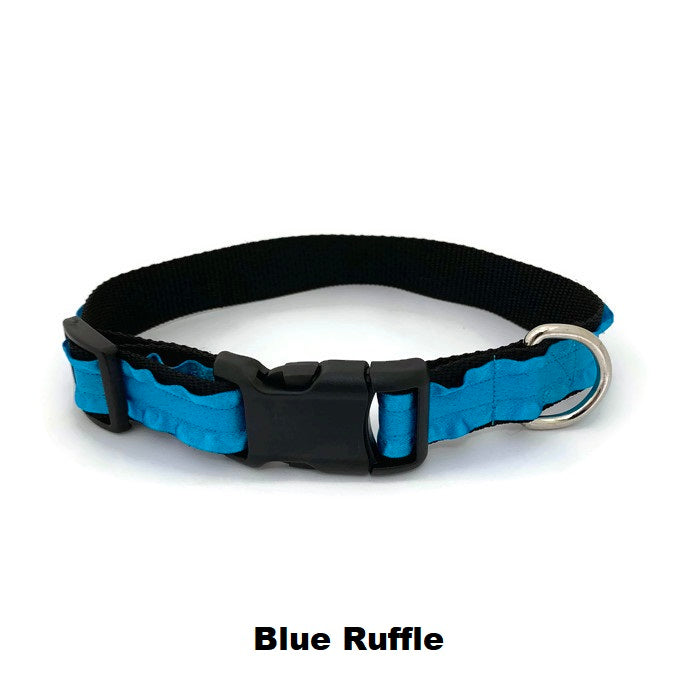 Halzband Dog Collar with Blue Ruffle