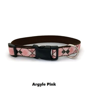 Halzband Dog Collar with Argyle Pink Theme