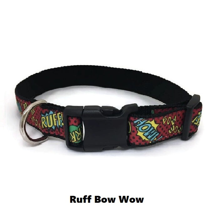 Halzband Dog Collar with Row Bow Wow Theme