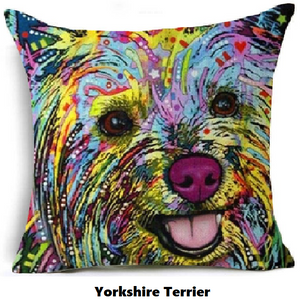 Pillow Cover with Yorkshire Terrier Theme