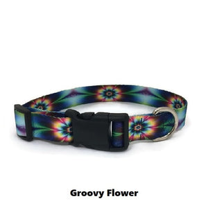 Halzband Dog Collar with Groovy Flower Theme