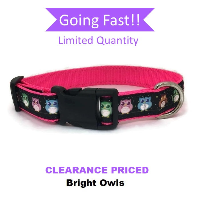Halzband Dog Collar with Bright Owls Theme